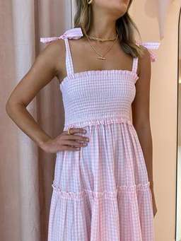 Steele Lyla Dress Blush Pink Check Size XS / AU 6 for rent on The Volte - image 5