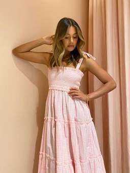 Steele Lyla Dress Blush Pink Check Size XS / AU 6 for rent on The Volte - image 7
