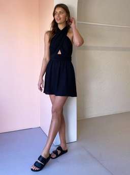 THIRD FORM Crossing Over Mini Dress in Black Ripple Size 6 for rent on The Volte - image 1