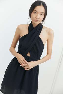 THIRD FORM Crossing Over Mini Dress in Black Ripple Size 6 for rent on The Volte - image 9