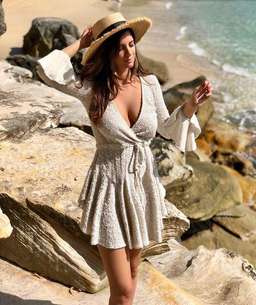 Shona Joy Aimee Frill Cuff Drawstring Mini Dress Cream Size 6  for rent on The Volte - image 6