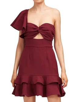 Keepsake the Label Delight Asym Mini Dress - Burgundy - Medium