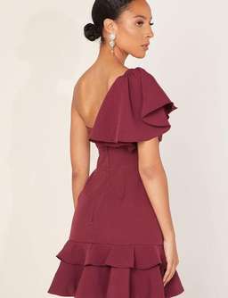 Keepsake the Label Delight Asym Mini Dress - Burgundy - Medium