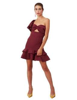 Keepsake the Label Delight Asym Mini Dress - Burgundy - Medium