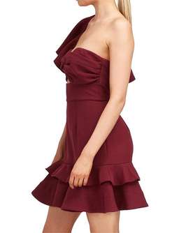 Keepsake the Label Delight Asym Mini Dress - Burgundy - Medium