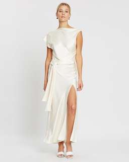 Bec & Bridge Piper Asymmetrical Midi Dress Ivory White Size 6 for rent on The Volte - image 1