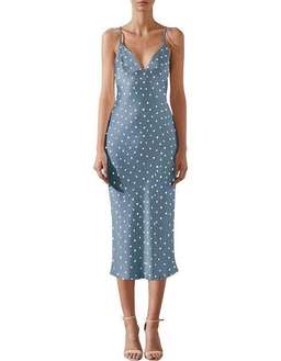 Shona Joy Blue Polka Dot Midi
