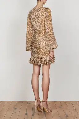 Shona Joy Ghetty Plunged Ruched Mini Dress Animal Print Size 6 for rent on The Volte - image 2