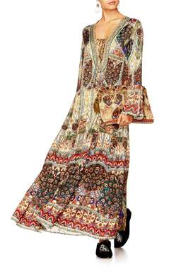 Camilla 'Echos of Enchantment' lace up dress with tiered hem 