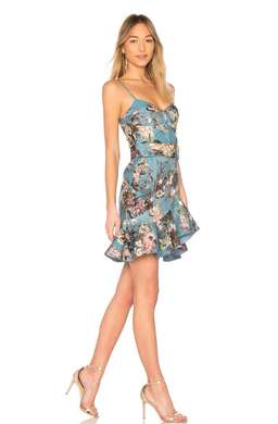 Nicholas Ariel blue floral ruffle mini cocktail dress  for rent on The Volte - image 7