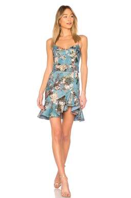 Nicholas Ariel blue floral ruffle mini cocktail dress  for rent on The Volte - image 5
