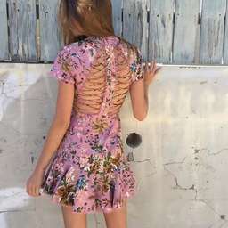 Zimmermann Tropicale Lattice Mini Dress Pink Floral Size 0 / AU 8 for rent on The Volte - image 12