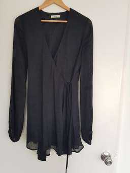 Matin, Westbourne Mini Wrap Dress, Black, size 8 for rent on The Volte - image 5