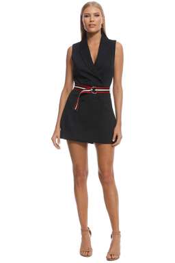 Kookai Black Ribbon Sleeveless Playsuit - Size 40