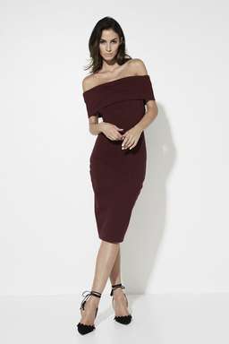 Mossman The Bare Shoulder Dress in Burgundy Size 6