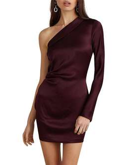 Bec & Bridge Caroline Asymmetrical Mini Dress Burgundy Size 10 for rent on The Volte - image 2