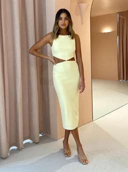 BEC & BRIDGE SCOUT CUT OUT MIDI DRESS - LEMONADE - SIZE 8 for rent on The Volte - image 3