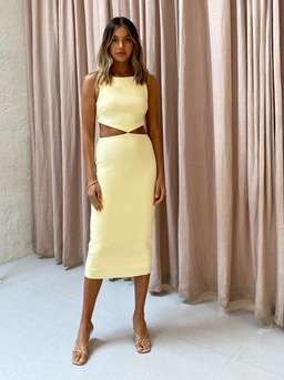 BEC & BRIDGE SCOUT CUT OUT MIDI DRESS - LEMONADE - SIZE 8 for rent on The Volte - image 4