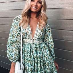 Zimmermann Golden Plisse Mini Dress Lemonade Acid Green Floral Size 8 / 0 for rent on The Volte - image 4