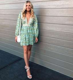 Zimmermann Golden Plisse Mini Dress Lemonade Acid Green Floral Size 8 / 0 for rent on The Volte - image 1