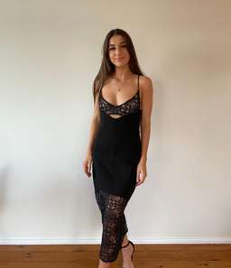 MISHA Irina Midi Dress Black Size 8 for rent on The Volte - image 3