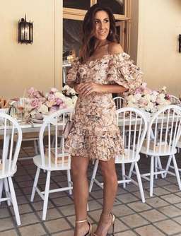 Zimmermann - Painted Hearts Fold Dress Nude Size 8