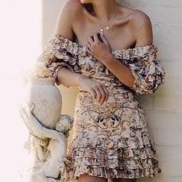 Zimmermann - Painted Hearts Fold Dress Nude Size 8