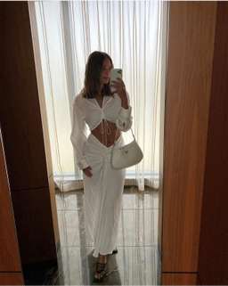 Christopher Esber Ruched Disconnect Shirt Dress White Size 6 for rent on The Volte - image 3