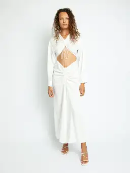 Christopher Esber Ruched Disconnect Shirt Dress White Size 6 for rent on The Volte - image 1