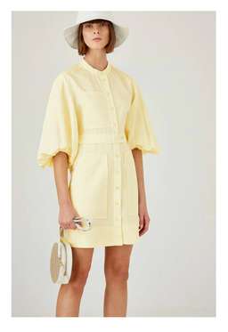 Oroton Cotton-Linen Full Sleeve Sorbet Yellow Dress Size 8  for rent on The Volte - image 1