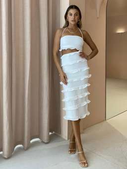 By Nicola Halo Midi Dress White Size 10 for rent on The Volte - image 1
