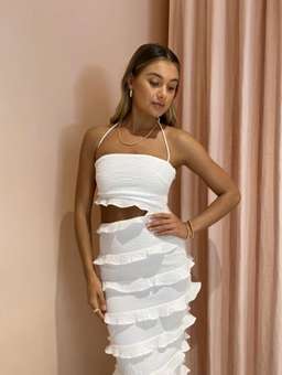 By Nicola Halo Midi Dress White Size 10 for rent on The Volte - image 2