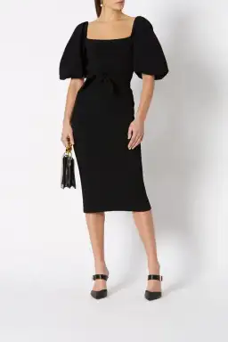 Scanlan Theodore Crepe Knit Coupe SLV Dress Black Size 8  for rent on The Volte - image 1