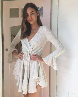 Shona Joy - Aimee Frill Cuff drawstring Mini Cream Dress Size 6 for rent on The Volte - image 2