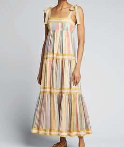 Zimmermann Mae Tie Shoulder Dress Multi Stripe Size 0 / AU 8 for rent on The Volte - image 3