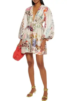 Zimmermann The Ladybeetle Word Mini Dress in Word Print Size 0 / Au 8 for rent on The Volte - image 1