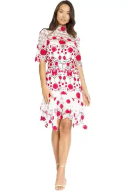 Thurley English Rose Dress Red Floral Size AU 6