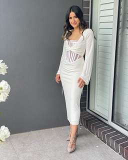 Dion Lee Viscose Jersey Twist Corset Dress White Size 6 for rent on The Volte - image 5