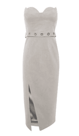 Sheike Strapless Grey Suede Dress Size 6