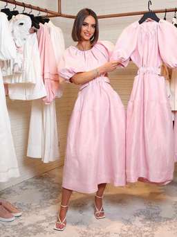 Aje Mimosa Cut Out Midi Dress Pink Size 6 for rent on The Volte - image 2