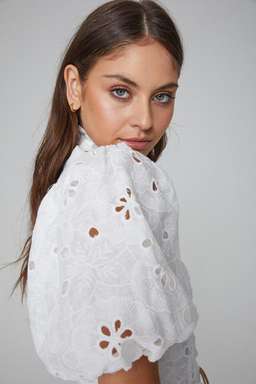 ASILIO PUFF SLEEVE BRODERIE DRESS - SIZE 6