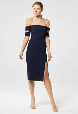 Yeojin Bae - Double Crepe Split Dasha Dress Navy Size 6