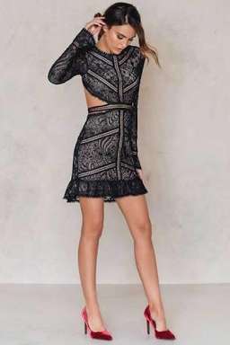 For Love And Lemons Emerie Cut Out Dress Black Lace Sz 10 for rent on The Volte - image 2