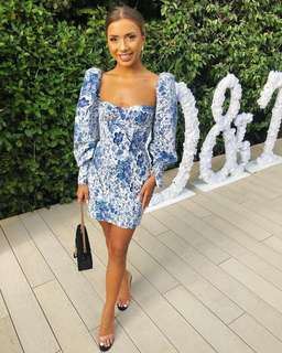 House of CB Lucrezia Puff Sleeve Mini Dress Blue Floral Size 6 for rent on The Volte - image 4