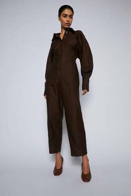 Scanlan Theodore Merserised D.Cotton Jumpsuit Chocolate Brown Size 6 for rent on The Volte - image 5