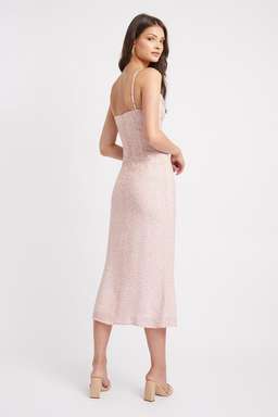 Kookai Karlie Twist Midi Dress Blush Print Size 8 for rent on The Volte - image 3