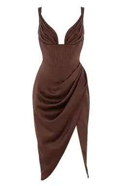 House of CB Faye Satin Corset Midi Dress Brown Size S / Au 6 for rent on The Volte - image 5