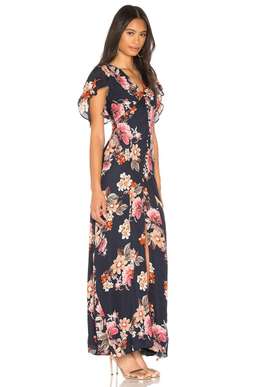 Navy Floral Layered Pintuck Dress 