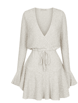 Shona Joy Aimee Frill Cuff Drawstring Mini Dress Cream Size 10 for rent on The Volte - image 3
