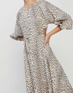 "Bec & Bridge" Ocelot linen midi dress, leopard print, size 8, RRP $420